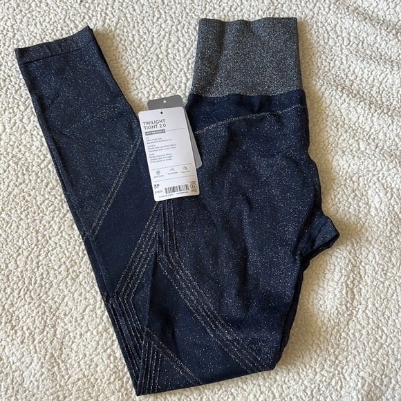 NWT Athleta Twilight Tight 2.0 (XS)- Navy shimmer - Picture 2 of 3